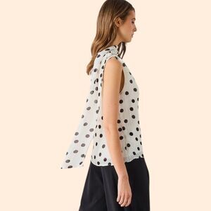 Mango Polka Dot Wrap Neck Blouse